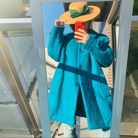 Appleseed’s Wool Mohair Turquoise Oversized Coat - Picture 2 of 8